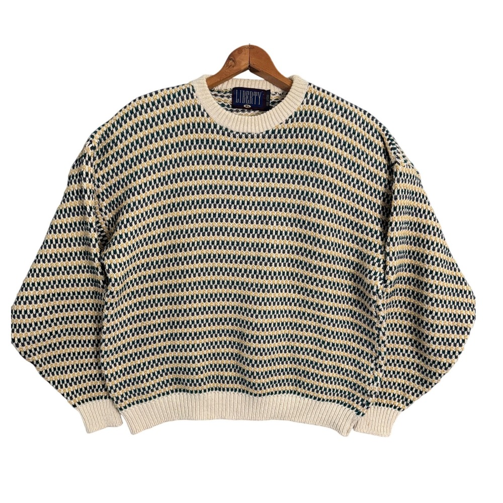 Liberty Cream and Blue Crewneck Sweater